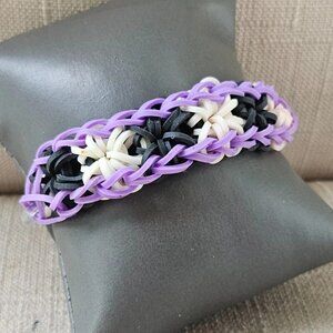 Fashion Wrist Band Purple/Black/White Rubber Stretched Bracelet Band